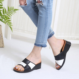 [GIRLS GOOB] Women's Comfortable Wedge Sandal Platform Slip-On Shoes, Synthetic Leather - Made in KOREA